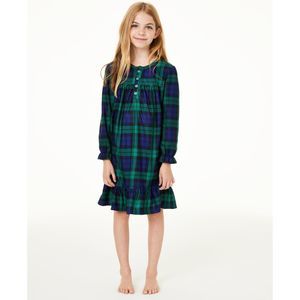 allbrand365 designer Little & Big Kid Girls Matching Watch Plaid Nightgown 14-16